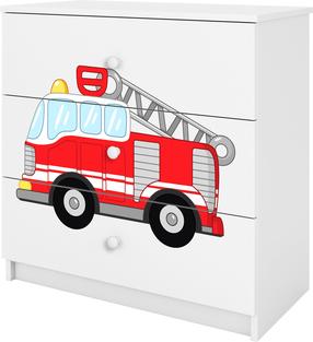 Vaikiška komoda Kocot Kids Babydreams Fire Brigade, balta sp., 80 cm x 41 cm x 80.5 cm
