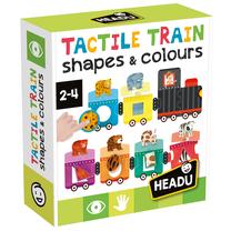 Lavinimo žaislas, formos ir spalvos Headu Tactile Train, įvairių spalvų
