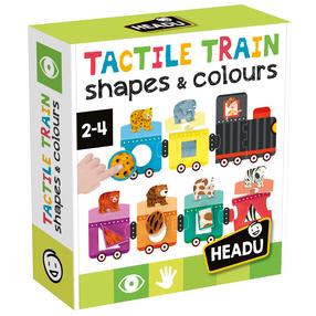 Lavinimo žaislas, formos ir spalvos Headu Tactile Train, įvairių spalvų