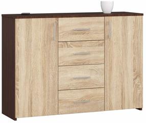 Komoda Akord K45, sonoma ąžuolo sp./wenge sp., 80 cm x 35 cm x 110 cm