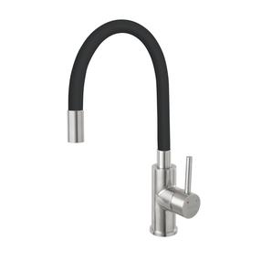 Кухонный смеситель Ferro Zorba Inox BZR4BSS, черный цв./нержавеющей стали цв.