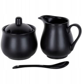 Cukraus dubenėlio ir pieno ąsočio rinkinys Vilde 139809, juoda sp., 150 ml