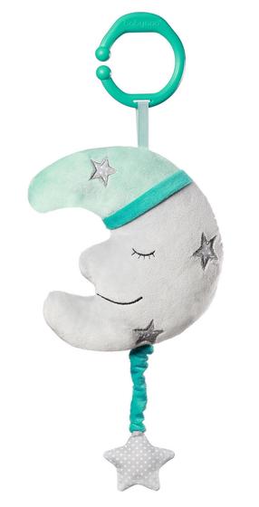 Rotaļlietas ratiem BabyOno Happy Moon Musical, zila krās./balta krās.