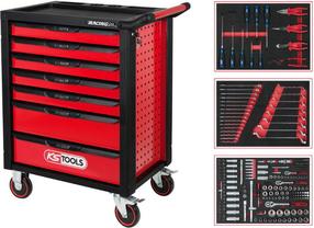 Įrankių dėžė KsTools RacingLine, 67.8 cm x 45.9 cm x 94.5 cm, juoda sp./raudona sp.