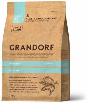Sausas šunų maistas Grandorf Single Grain Adult Mini White Fish, menkė, 3 kg