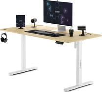 Kompiuterinių žaidimų stalas reguliuojamo aukščio SENSE7 Nojo, 140 cm x 70 cm, 72 - 118 cm, balta sp./pušies sp