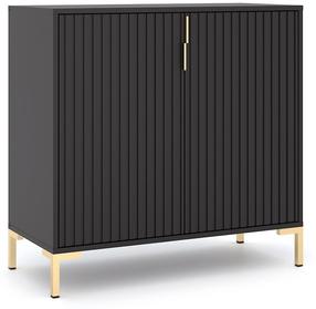 Komoda Flinn FL06, aukso sp./juoda sp., 85.8 cm x 40 cm x 88.2 cm