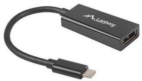 Adapteris Lanberg USB Type-C To Displayport USB Type-C male, Displayport 20 pin female, 0.15 m, melna krās.