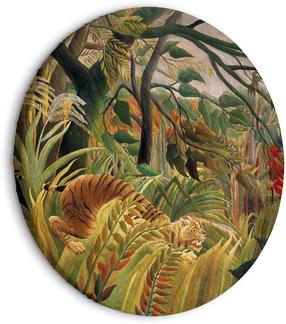 Apvali reprodukcija ant drobės Artgeist Tiger in a Tropical Storm (Henri Rousseau), 80 cm x 80 cm