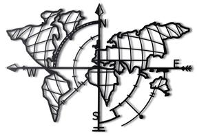 Dekoracija Wallity World Map Compass, 95 cm, juoda sp.