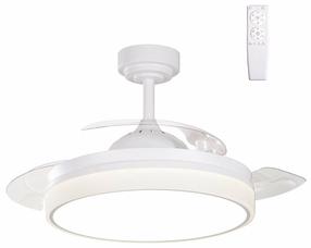 Griestu ventilators ar lampu CristalRecord Vera Mini, 40 W, balta krās.