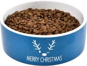 Ziemassvētku bļoda mājdzīvniekam Barry King Merry Christmas BK-15604, 16 cm x 16 cm x 6 cm, zila krās./balta krās.