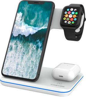 Juhtmevaba laadija Canyon 3-in-1 Station WS-303, USB-C/USB-A, 120 cm, valge v., 15 W