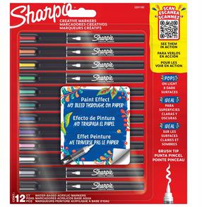 Akriliniai žymekliai Sharpie Creative, vienpusiai, įvairių spalvų, 12 vnt.
