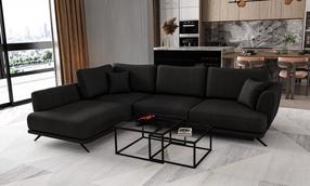 Kampinė sofa Larde Velvetmat 10, juoda sp., kairinė, 191 x 276 cm x 90 cm