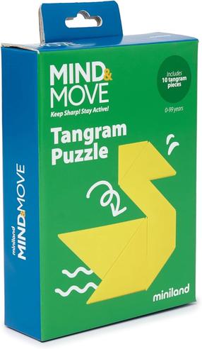 Dėlionė, rinkinys Miniland Mind & Move Tangram, geltona sp., 10 vnt.