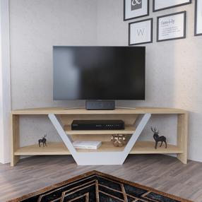 TV staliukas Kalune Design Sares, ruda sp./balta sp., 35 cm x 120 cm x 36.8 cm