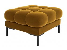 Pufas Micadoni Home Mamaia Velvet, juoda sp./geltona sp., 60 cm x 60 cm x 41 cm