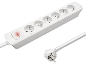 Buitinis ilgintuvas Qoltec Power Strip, 1.8 m, 6 lizdų, su jungikliu, balta sp.