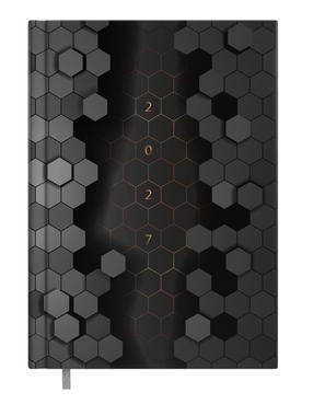 Darbo kalendorius Timer Week Hexagon, A5, juoda sp./pilka sp., 21.5 cm x 15.5 cm