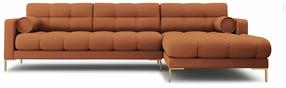 Kampinė sofa Cosmopolitan Design Bali Neve 52, aukso sp./brick red s., dešininė, 185 x 293 cm x 75 cm