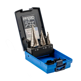 Ступенчатое сверло, набор Pferd STB HSS 3, металл/cталь/пластик, hss, tri-flat, 4-30 мм x 9 см