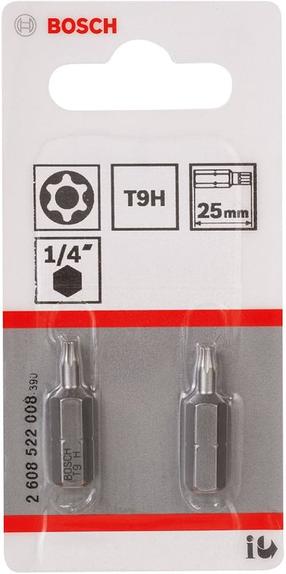 Skrūvgriežu uzgaļu komplekts Bosch 2608522008, T9H, 25 mm, 1/4"