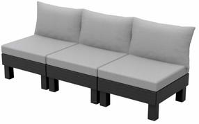 Lauko sofa Keter Elements, juoda sp./pilka sp., 74 cm x 200 cm x 80 cm