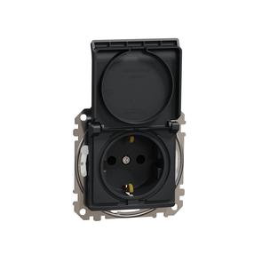 Kontaktligzda Schneider Electric Sedna Design SDD214023, Iezemēta rozete, IP44, melna krās.