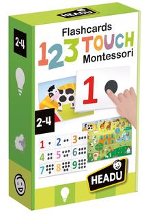 Edukacinės kortelės, paliesk skaičiukus Headu Montessori Flashcards 123 Touch, įvairių spalvų