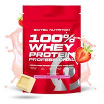 Maisto papildas Scitec 100% Whey Protein Professional, braškių baltasis šokoladas, 500 g