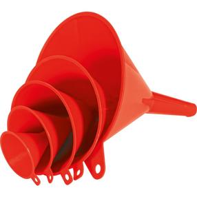 Комплект топливных воронок KsTools, пластик, Ø 55 - 150 мм, красный цв.