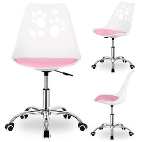 Vaikiška kėdė Springos HF0037, 58 x 48.5 x 80 - 90 cm, balta/rožinė