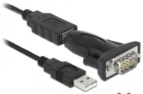 Adapteris Delock 61425 61425 4043619614257 USB 2.0 A male, RS-232 DB9 male, 0.8 m, melna krās.