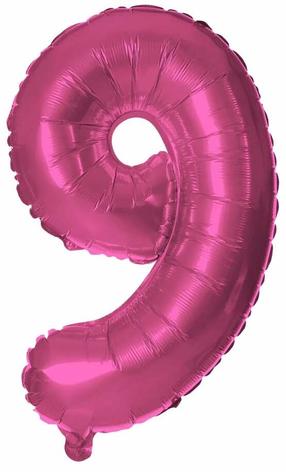 Folijas balons cipars 9, rozā krās.