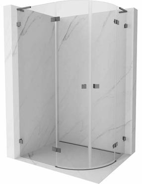 Dušo kabina Mexen Lunar L 833L-090L-080P-95-00, pusapvalė, be padėklo, 90 cm x 80 cm x 200 cm, metalo sp./grūdintas