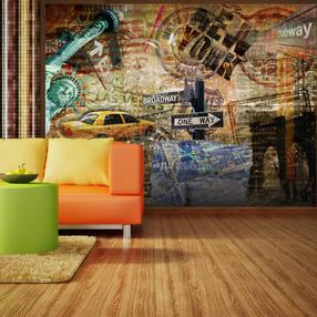 Фотообои Artgeist New York: Statue Of Liberty, Brooklyn Bridge... LFTNT0684SAM, 154 см x 196 см