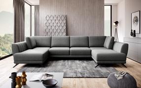 Kampinė sofa Larco Flores 4, pilka sp., 191 x 362 cm x 90 cm