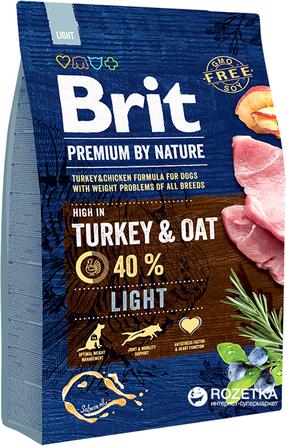 Sausas šunų maistas Brit Premium By Nature Light, kalakutiena, 3 kg
