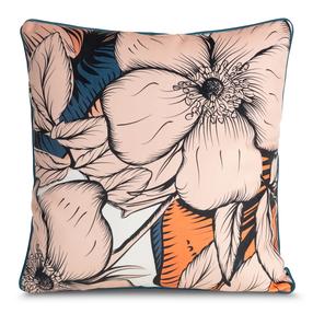 Dekoratyvinės pagalvėlės užvalkalas Emma, balta sp./rožinė sp./tamsiai mėlyna sp., 60 cm x 60 cm
