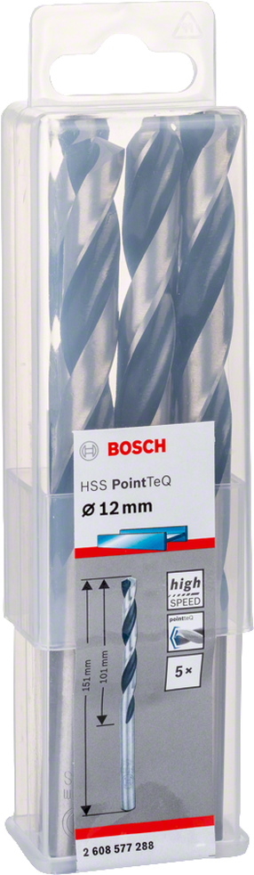 Набор сверл по металлу Bosch PointTeQ 2608577288, металл, hss, цилиндрический, 12 мм x 15.1 см