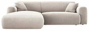 Kampinė sofa Cosmopolitan Design Nolio Velvet Casino Pearl, šviesiai smėlinė, kairinė, 170 x 235 cm x 72 cm