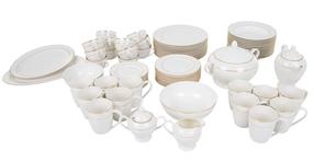 Pusdienu servīze Ambition Aura Gold, porcelāna, zelta krās./balta krās., 80 gab.
