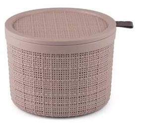 Daiktadėžė su dangčiu, daiktų saugojimo Curver Jute Round With Lid, 2 l, rožinė sp., 17 x 17 x 13 cm