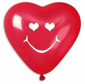 Balonu komplekti figūriņa Gemar Smiling Heart, sarkana krās., 5 gab.