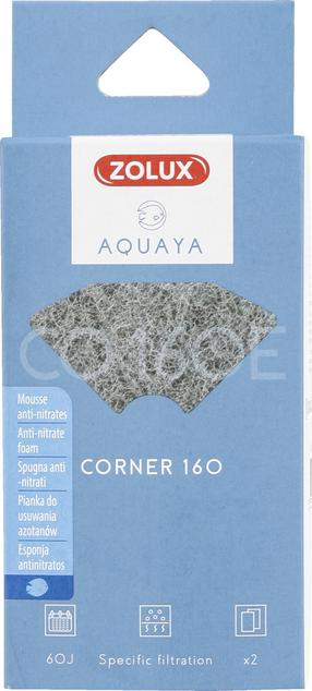 Piederumi filtram Zolux Aquaya Anti-Nitrate Foam Corner 160, pelēka krās.