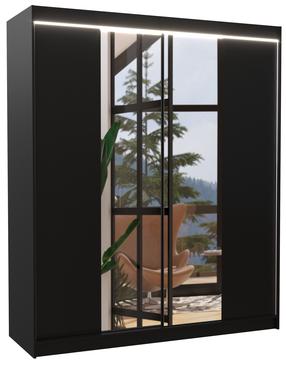 Riidekapp ADRK Balance LED, must v., 58 cm x 180 cm x 215 cm, peegliga