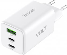 Adapteris Yenkee YAC G65, USB A/2 x USB Type C, balta sp., 65 W