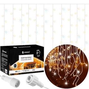 LED lempučių užuolaida Springos CL0331, 14.5 m, šiltai balta sp., 300 LED
