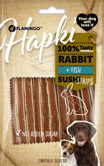 Skanėstas šunims Flamingo Hapki Sushi Strips, žuvis/triušiena, 0.085 kg